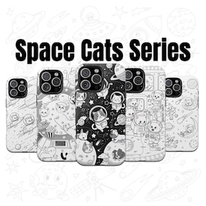 Funda para iPhone con Gato Espacial: Adorable funda para teléfono Galaxy con gatito astronauta. Serie Gatos Espaciales Kawaii. Funda protectora para iPhone, regalo para amantes de los gatos.