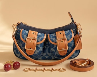 2006 Coach Chocolate Brown Signature Canvas Crescent Bag Coach