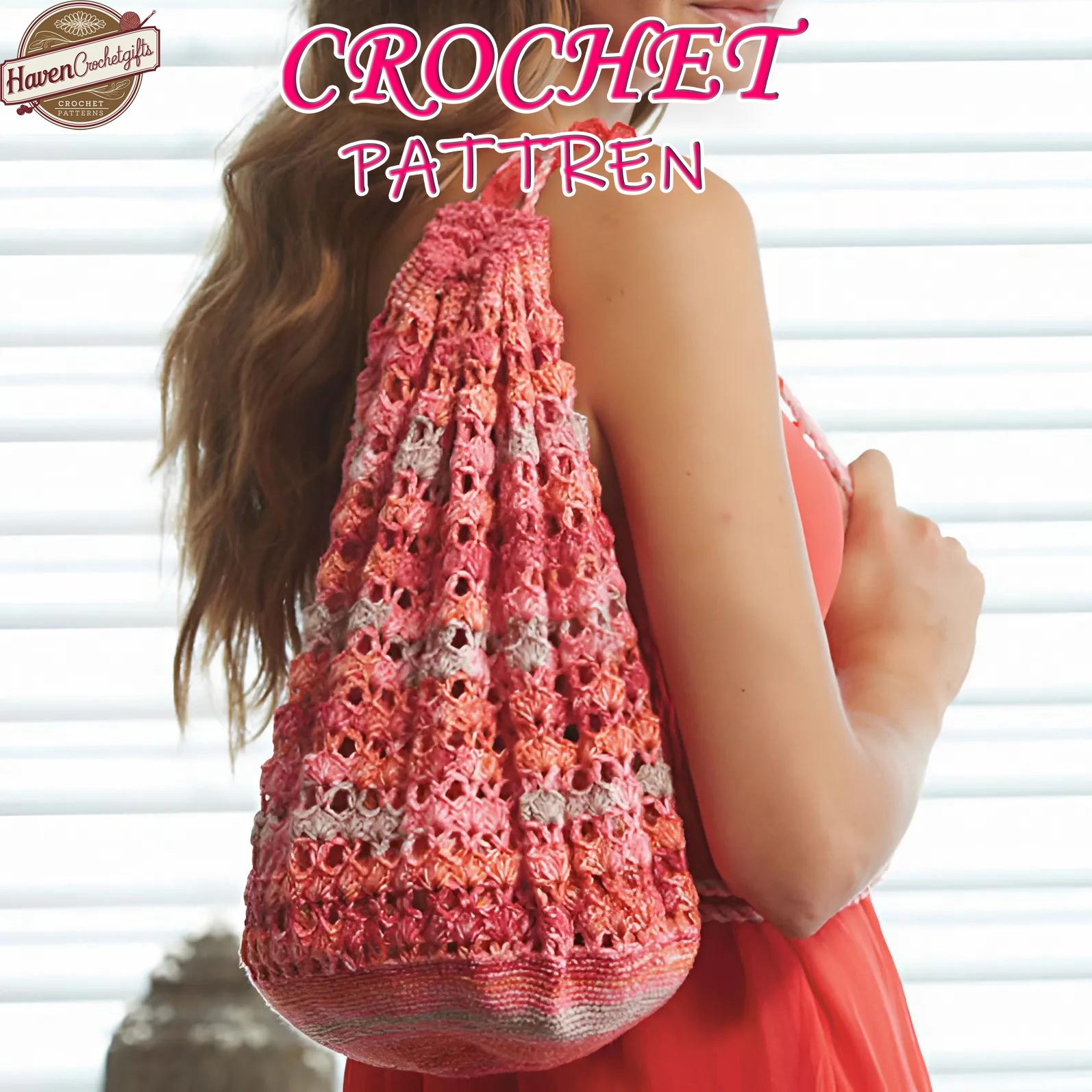 Tote Bag Crochet PDF Pattern - Easy Eco-Friendly Handmade Summer Market Bag Tutorial in English