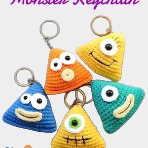 Crochet Pattern Cute Monster Keychain, Crochet Cute Monsters PDF Pattern, Easy Eco-Friendly Handmade Animal Tutorial in English