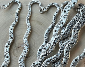 Bookmarks - 12 Antique Silver Tone Berries and Vines with settings for rhinestones -5" long with loop to add dangles -DIY Craft- non-tarnish