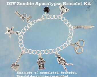 DIY Zombie Apocalypse Themed Charm Bracelet Kit - Comes with Everything You Need or just purchase the charms - DIY Jewelry Making