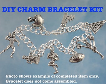 DIY Football Themed Charm Bracelet Kit - Comes with Everything You Need to Make It- or just purchase the charms - DIY Jewelry Making Kit