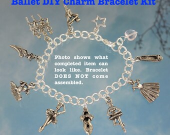 DIY Ballet Themed Charm Bracelet Kit - Comes with Everything You Need or just purchase the charms - DIY Jewelry Making - Dance Ballerina