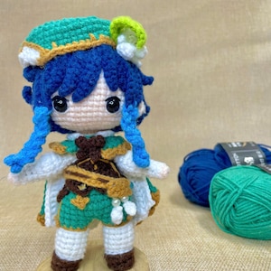 Muñeco de personaje Venti - Peluche de Genshin Impact - Venti - Peluche de crochet inspirado en el espíritu bardo para fans de Genshin - Tienda de crochet Centi