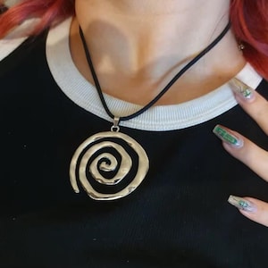 Gothic Necklace Spiral Star Silver, Charm Y2K Punk Viral Vortex Statement Jewelry for Women,Grunge Pendant, Celestial Jewelry Vintage Choker