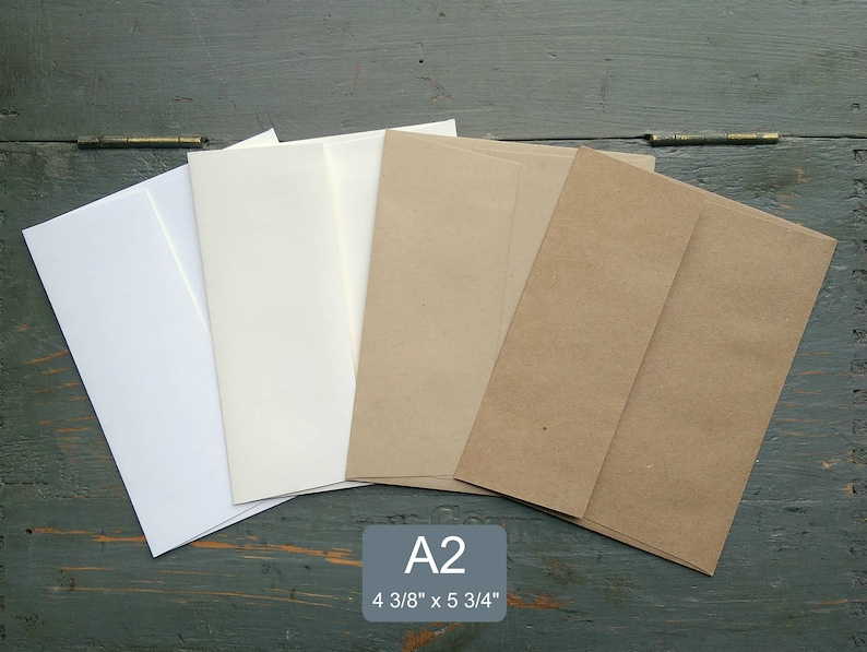 100 Eco Friendly A2 Envelopes for NotecardsAnnouncementsRSVPInvites white natural white kraft or light brown Recycled 4 38 x 5 34