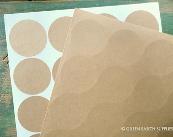 200 Kraft Stickers 2" circles, recycled stickers, eco-friendly stickers, 2 in. (51mm) round labels, grocery bag stickers (10 sheets)