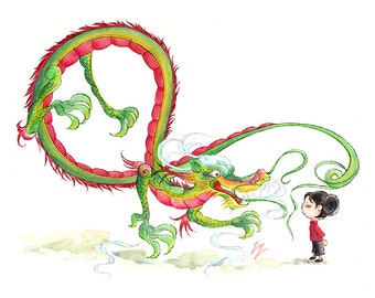 Little child and big dragon - small print