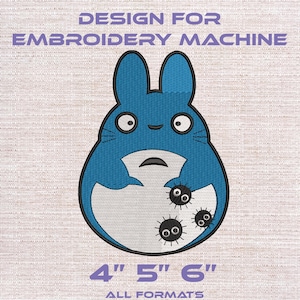 Machine embroidery design inspired by Neighbor Totoro