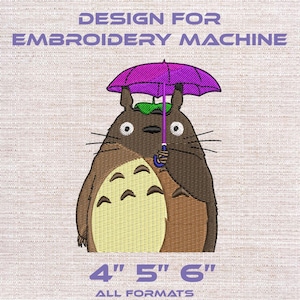 Motif de broderie machine inspiré de mon voisin Totoro, Totoro marron