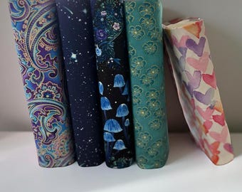 Adjustable Fabric Book Covers | Handmade with Dragons, Stars, Flowers, Mushrooms, etc Custom embroidery optional