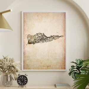 Arte de parede do mapa das Ilhas Virgens de St. Croix | Impressão em tela USVI | Decoração de ilha caribenha | Arte de casa costeira | Impressão em tela de mapa vintage
