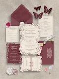 Vintage Burgundy Floral Wedding Invitation Suite, Whimsical Garden Party Wedding Template (Digital Download) product logo