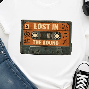 Vintage T-shirt met cassettebandje: T-shirt met retromuziek uit de jaren 80 en 90