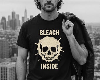 Camiseta Bleach Skull Punk Rock, Camiseta com Estampa Vintage Desgastada, Presente para Fãs de Música Underground