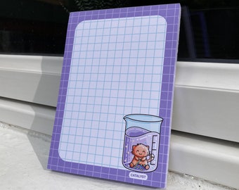 Catalyst Pun Notepad Size A6, Cute Cat Chemistry Notepad, 50 Graph Paper Sheets