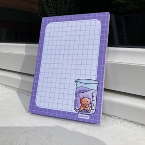 Catalyst Pun Notepad Size A6, Cute Cat Chemistry Notepad, 50 Graph Paper Sheets