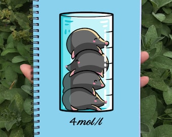 Moles Per Litre Spiral Notebook Size A5 - Cute Chemistry Science Joke Notebook - 60 Pages - Lined or Grid Graph Paper