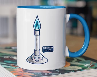 Chemistry Is Lit Bunsen Burner - Kawaii Cute Science Ceramic Mug