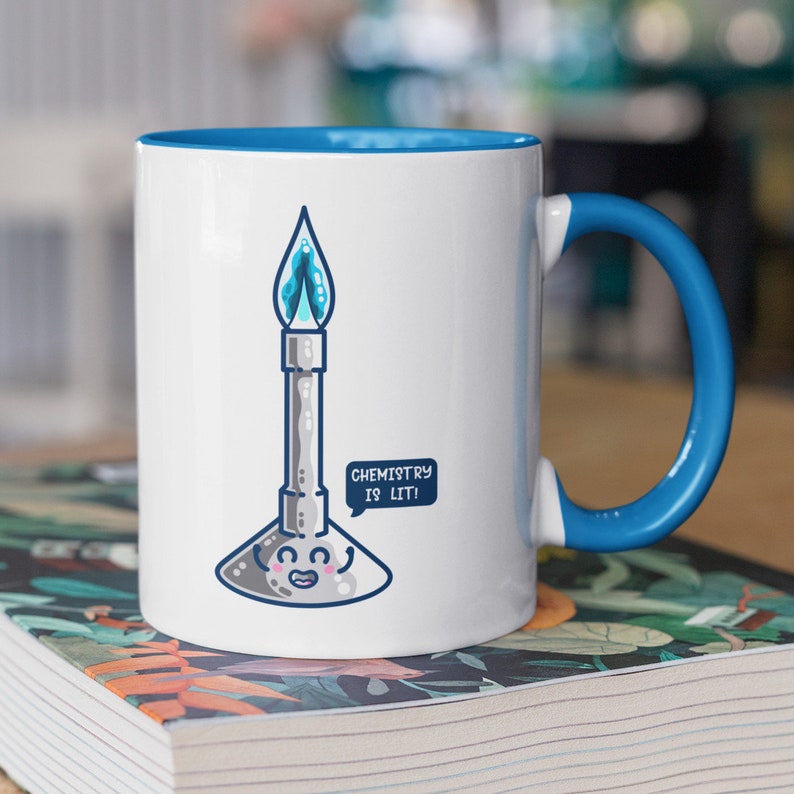 Chemistry Is Lit Bunsen Burner Kawaii Cute Science Ceramic Mug image 1