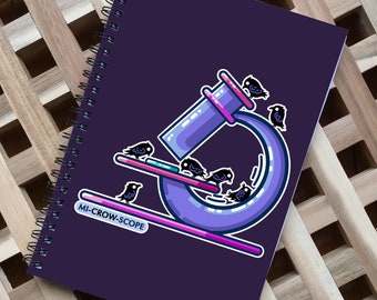 Microscope Pun Notebook Size A5 - Cute Science Spiral Notebook - 60 Pages - Lined or Grid Graph Paper