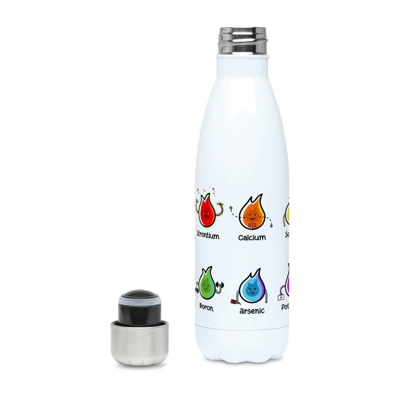 Flaming Elements Drinks Bottle, Cute Chemistry Flame Test Water Bottle, Insulated Stainless Steel image 1