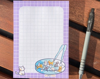 Pipettes Pun Notepad Size A6, Cute Science Joke, 50 Tear Off Graph Paper Sheets