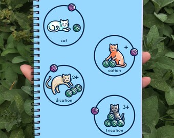 Cation Science Pun Spiral Notebook A5 Size with 60 Pages of Lined or Grid Graph Paper