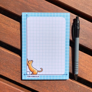 Purr-pendicular Notepad Size A6, Cute Cat Maths Pun, 50 Tear Off Graph Paper Sheets