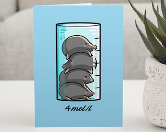 Moles Per Litre Card, Cute Chemistry Science Joke Personalised Custom Greeting Card