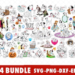Cute Dalmatian Puppy SVG PNG Bundle – Spotted Cartoon Dog Clipart for Cricut Silhouette Projects Sublimation & Kids Crafts Set 1