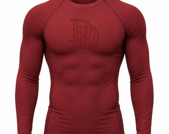Daredevil red suit compression shirt gym shirt