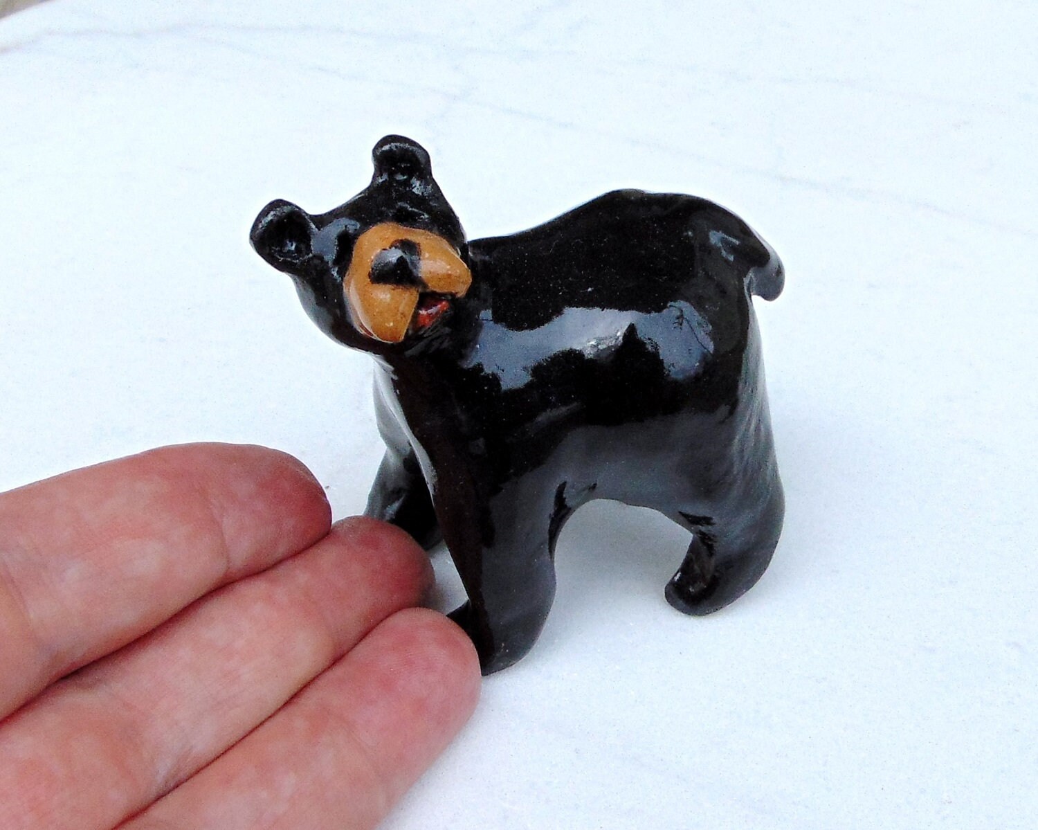 Black Bear Sculpture Bear Ceramic Figurine Forrest Animal Etsy