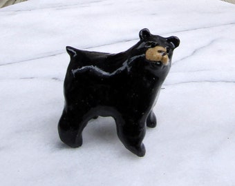 Black Bear Sculpture - Bear Ceramic Figurine - Forrest Animal - Pottery Animal - Clay Black Bear - Fairy Garden Bear