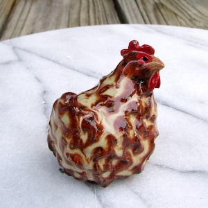 Chicken Ceramic Miniature - Brown Chicken Terrarium Figurine - Pottery Chicken - Ceramic Animal - one Chicken Figure - Studio Choice