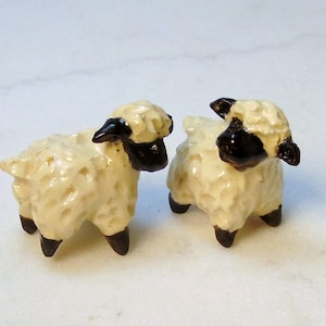 Easter or Christmas Sheep Terrarium Miniature Figurines - Little Lamb Sculpted Animals