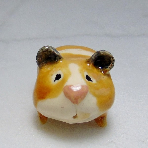Teddy Bear Hamster -Miniature Hamster - Ceramic Figurine - Pottery Animal - Small Pet Figurine - Banded Hamster - Clay Hamster