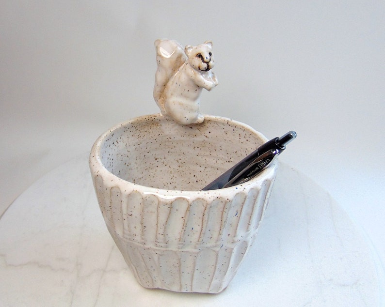 Squirrel Pottery Vase Pencil Holder Nut Bowl Wheel Etsy