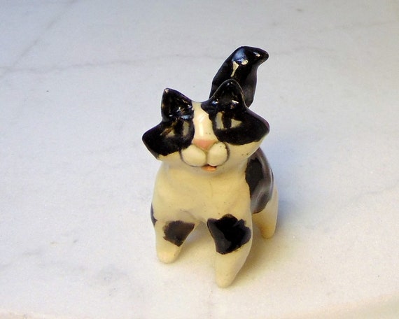 Terrarium Long Haired Black And White Cat Handmade Etsy