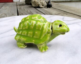 Pottery Turtle Figurine - Terrarium Animal - Animal Sculpture