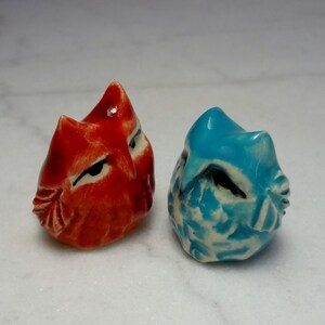 Owl Terrarium Figurine - Pottery Owls - Miniature Terrarium Owls - Terrarium Miniature - Owl Figurine - set of 2 - (studio choice)