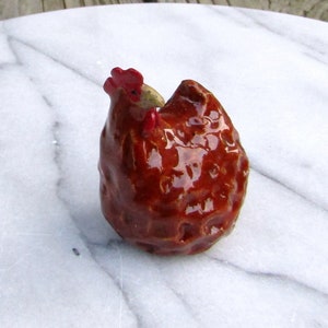 Chicken Ceramic Miniature - Henny Penny Chicken Terrarium Figurine - Pottery Chicken - Ceramic Animal - one Chicken Figure - Studio Choice