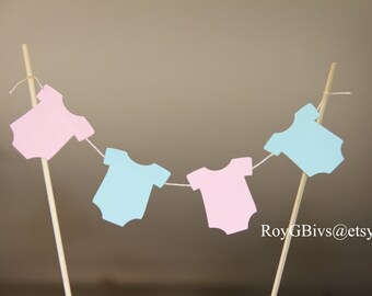 Gender Reveal - Onesie  Clothesline Cake Topper