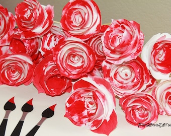 Painted Red Roses - Wonderland - Paper Flowers