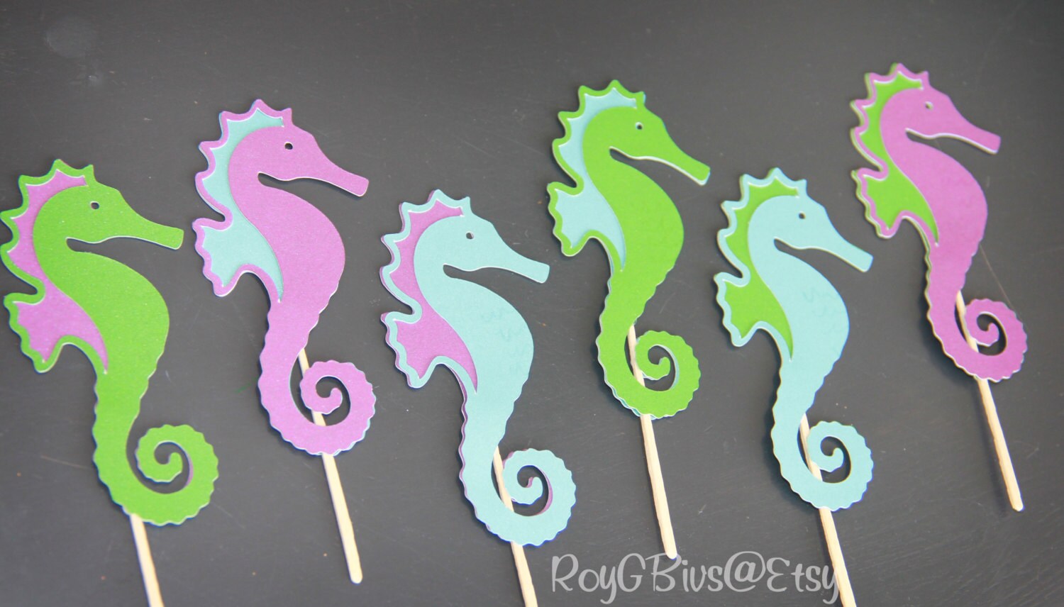 Seahorse Cupcake Toppers 24 | Etsy
