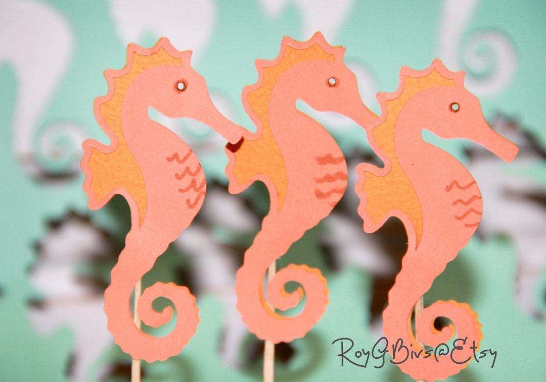 Seahorse Cupcake Toppers 24 - Etsy