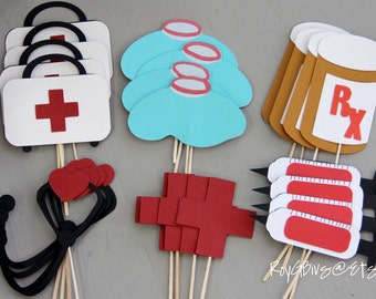 Nurse Doctor EMT Healthcare Graduation Cupcake Toppers