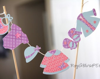 Baby Shower - Baby Girl - Baby Boy - Baby Doll -  Clothesline Cake Topper