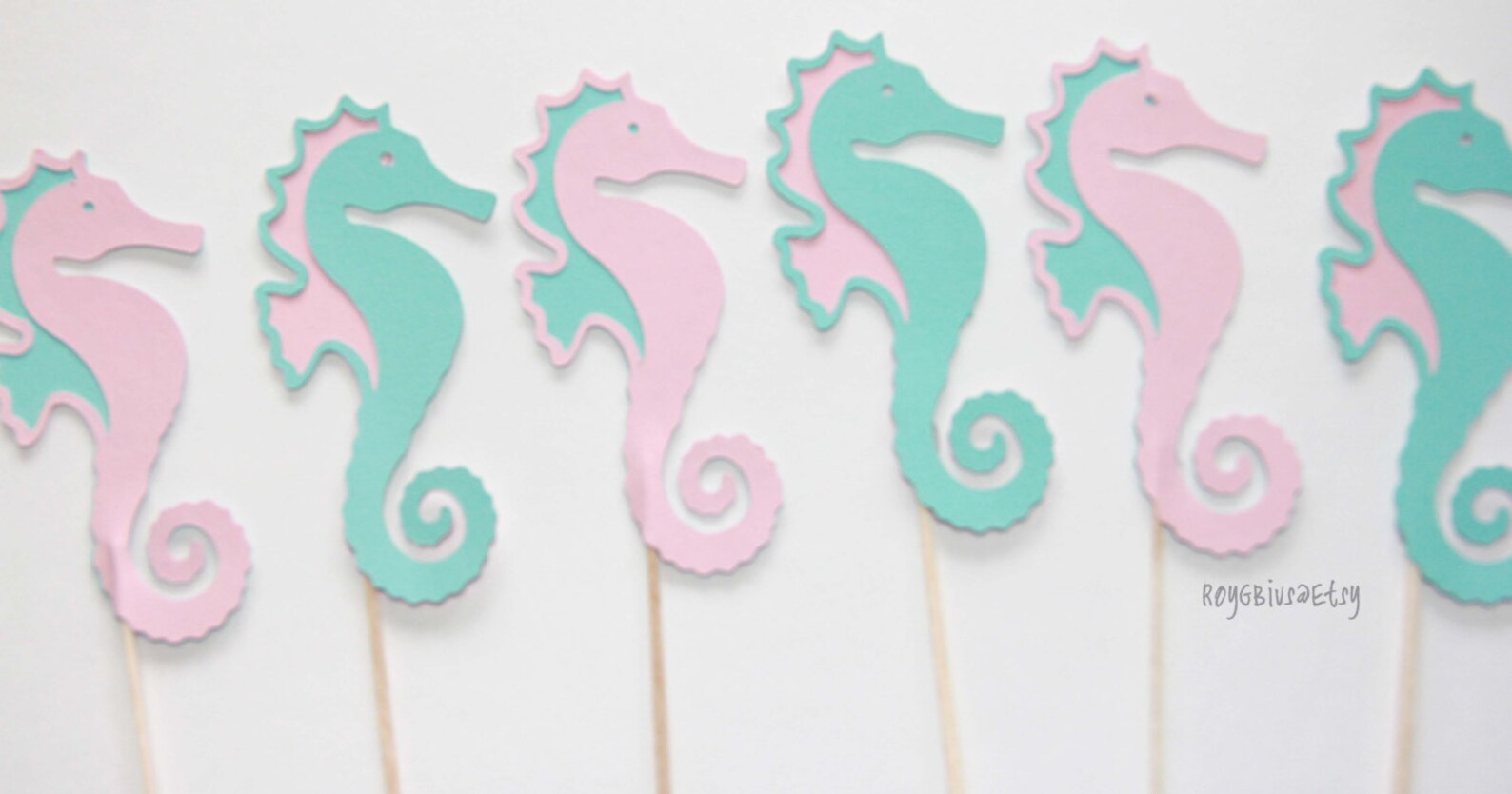 Seahorse Cupcake Toppers 24 | Etsy